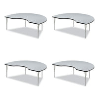 Adjustable Activity Tables, Kidney Shaped, 72" X 48" X 19" To 29", Gray Top, Black Legs, 4/pallet, Ships In 4-6 Business Days