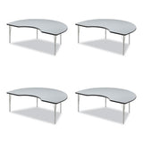 Adjustable Activity Tables, Kidney Shaped, 72" X 48" X 19" To 29", Gray Top, Black Legs, 4/pallet, Ships In 4-6 Business Days