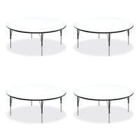 Markerboard Activity Tables, Round, 60" X 19" To 29", White Top, Black/silver Legs, 4/pallet, Ships In 4-6 Business Days