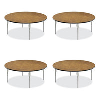Height Adjustable Activity Tables, Round, 60" X 19" To 29", Medium Oak Top, Gray Legs, 4/pallet, Ships In 4-6 Business Days