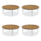 Height Adjustable Activity Tables, Round, 60" X 19" To 29", Medium Oak Top, Gray Legs, 4/pallet, Ships In 4-6 Business Days
