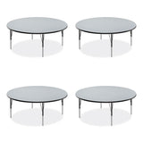 Height Adjustable Activity Table, Round, 60" X 19" To 29", Gray Granite Top, Black Legs, 4/pallet, Ships In 4-6 Business Days