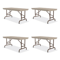 Adjustable Folding Table, Rectangular, 48" X 24" X 22" To 32", Mocha Top, Brown Legs, /pallet, Ships In 4-6 Business Days