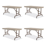 Adjustable Folding Table, Rectangular, 48" X 24" X 22" To 32", Mocha Top, Brown Legs, /pallet, Ships In 4-6 Business Days