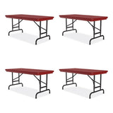 Adjustable Folding Table, Rectangular, 48" X 24" X 22" To 32", Red Top, Black Legs, 4/pallet, Ships In 4-6 Business Days