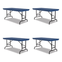 Adjustable Folding Table, Rectangular, 48" X 24" X 22" To 32", Blue Top, Black Legs, 4/pallet, Ships In 4-6 Business Days