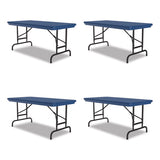 Adjustable Folding Table, Rectangular, 48" X 24" X 22" To 32", Blue Top, Black Legs, 4/pallet, Ships In 4-6 Business Days