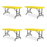 Adjustable Folding Table, Rectangular, 48" X 24" X 22" To 32", Yellow Top, Black Legs, 4/pallet, Ships In 4-6 Business Days