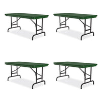 Adjustable Folding Table, Rectangular, 48" X 24" X 22" To 32", Green Top, Black Legs, 4/pallet, Ships In 4-6 Business Days
