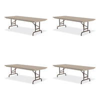 Adjustable Folding Tables, Rectangular, 60" X 30" X 22" To 32", Mocha Top, Brown Legs, 4/pallet, Ships In 4-6 Business Days