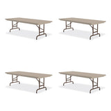 Adjustable Folding Tables, Rectangular, 60" X 30" X 22" To 32", Mocha Top, Brown Legs, 4/pallet, Ships In 4-6 Business Days