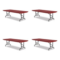 Adjustable Folding Tables, Rectangular, 60" X 30" X 22" To 32", Red Top, Black Legs, 4/pallet, Ships In 4-6 Business Days