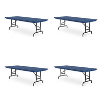 Adjustable Folding Tables, Rectangular, 60" X 30" X 22" To 32", Blue Top, Black Legs, 4/pallet, Ships In 4-6 Business Days