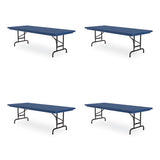 Adjustable Folding Tables, Rectangular, 60" X 30" X 22" To 32", Blue Top, Black Legs, 4/pallet, Ships In 4-6 Business Days