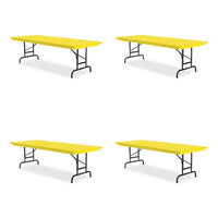 Adjustable Folding Tables, Rectangular, 60" X 30" X 22" To 32", Yellow Top, Black Legs, 4/pallet, Ships In 4-6 Business Days