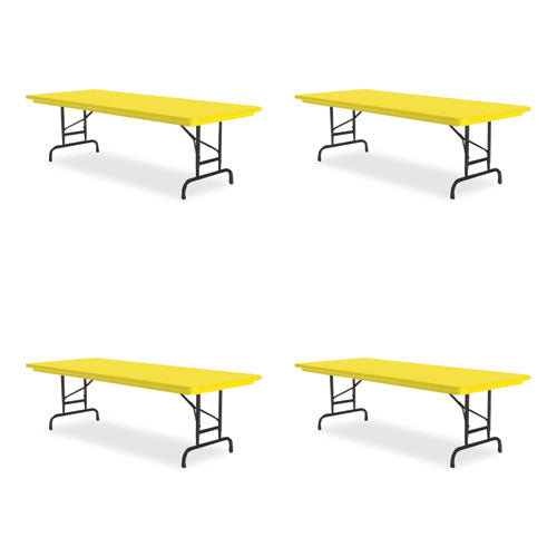 Adjustable Folding Tables, Rectangular, 60" X 30" X 22" To 32", Yellow Top, Black Legs, 4/pallet, Ships In 4-6 Business Days