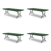 Adjustable Folding Tables, Rectangular, 60" X 30" X 22" To 32", Green Top, Black Legs, 4/pallet, Ships In 4-6 Business Days