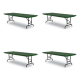 Adjustable Folding Tables, Rectangular, 60" X 30" X 22" To 32", Green Top, Black Legs, 4/pallet, Ships In 4-6 Business Days