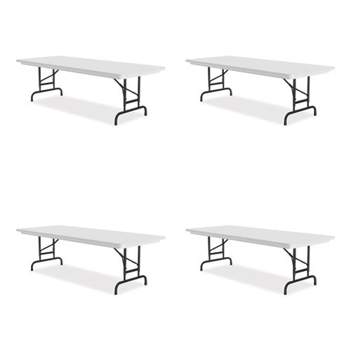 Adjustable Folding Tables, Rectangular, 72" X 30" X 22" To 32", Gray Top, Black Legs, 4/pallet, Ships In 4-6 Business Days