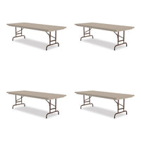 Adjustable Folding Tables, Rectangular, 72" X 30" X 22" To 32", Mocha Top, Brown Legs, 4/pallet, Ships In 4-6 Business Days