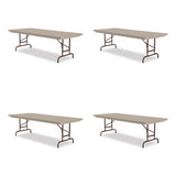 Adjustable Folding Tables, Rectangular, 72" X 30" X 22" To 32", Mocha Top, Brown Legs, 4/pallet, Ships In 4-6 Business Days