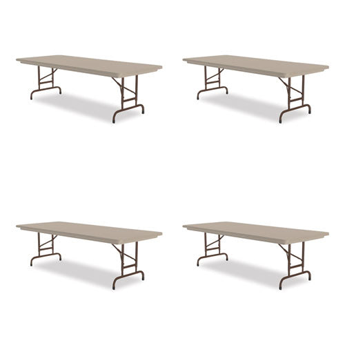 Adjustable Folding Tables, Rectangular, 72" X 30" X 22" To 32", Mocha Top, Brown Legs, 4/pallet, Ships In 4-6 Business Days