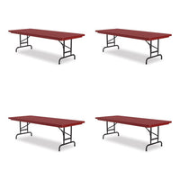 Adjustable Folding Tables, Rectangular, 72" X 30" X 22" To 32", Red Top, Black Base, 4/pallet, Ships In 4-6 Business Days