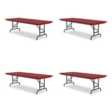 Adjustable Folding Tables, Rectangular, 72" X 30" X 22" To 32", Red Top, Black Base, 4/pallet, Ships In 4-6 Business Days