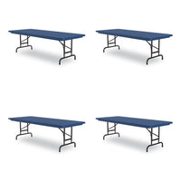 Adjustable Folding Tables, Rectangular, 72" X 30" X 22" To 32", Blue Top, Black Legs, 4/pallet, Ships In 4-6 Business Days