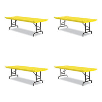 Adjustable Folding Tables, Rectangular, 72" X 30" X 22" To 32", Yellow Top, Black Legs, 4/pallet, Ships In 4-6 Business Days