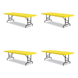 Adjustable Folding Tables, Rectangular, 72" X 30" X 22" To 32", Yellow Top, Black Legs, 4/pallet, Ships In 4-6 Business Days