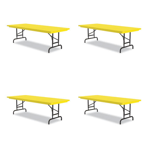 Adjustable Folding Tables, Rectangular, 72" X 30" X 22" To 32", Yellow Top, Black Legs, 4/pallet, Ships In 4-6 Business Days