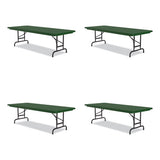 Adjustable Folding Tables, Rectangular, 72" X 30" X 22" To 32", Green Top, Black Base, 4/pallet, Ships In 4-6 Business Days