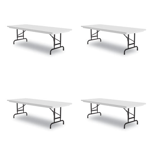 Adjustable Folding Tables, Rectangular, 96" X 30" X 22" To 32", Gray Top, Black Legs, 4/pallet, Ships In 4-6 Business Days