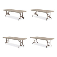 Adjustable Folding Tables, Rectangular, 96" X 30" X 22" To 32", Mocha Top, Brown Legs, 4/pallet, Ships In 4-6 Business Days