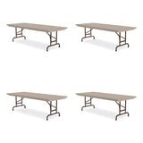 Adjustable Folding Tables, Rectangular, 96" X 30" X 22" To 32", Mocha Top, Brown Legs, 4/pallet, Ships In 4-6 Business Days