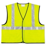 Class 2 Safety Vest, Fluorescent Lime W-silver Stripe, Polyester, Large