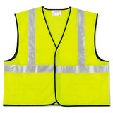 Class 2 Safety Vest, Fluorescent Lime W-silver Stripe, Polyester, X-large