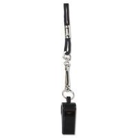 Sports Whistle With Black Nylon Lanyard, Plastic, Black