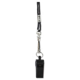 Sports Whistle With Black Nylon Lanyard, Plastic, Black