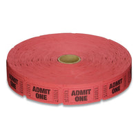 Single Ticket Roll, Admit One, Red, 2,000-roll