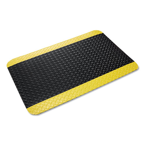 Industrial Deck Plate Anti-fatigue Mat, Vinyl, 36 X 60, Black-yellow Border