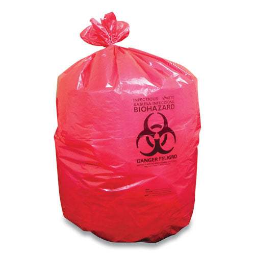 Biohazard Can Liners, 45 Gal, 40 X 46, Red, 200-carton