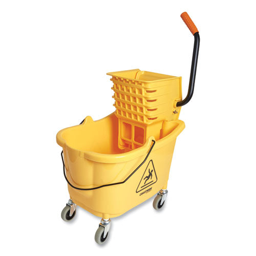 Bucket And Side-press Wringer, 35 Qt, Yellow-black