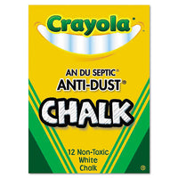 Nontoxic Anti-dust Chalk, White, 12 Sticks-box