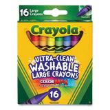 Ultra-clean Washable Crayons, Large, Assorted, 16/box