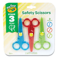 My First Crayola Safety Scissors, Rounded Tip, Assorted Straight Handles, 3-pack