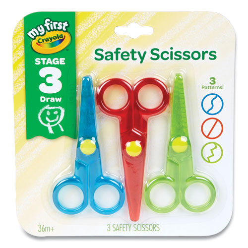 My First Crayola Safety Scissors, Rounded Tip, Assorted Straight Handles, 3-pack