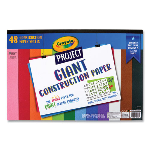 Project Giant Construction Paper, 18 X 12, Assorted Colors, 48-pack