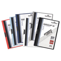 Vinyl Duraclip Report Cover W-clip, Letter, Holds 30 Pages, Clear-red, 25-box
